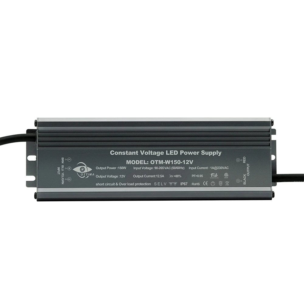 Hot Selling IP67 CE Approved Output 12v Base Vhf Radio Switching High PF Short Circuit protection Power Supply 150W LED Adaptor