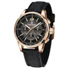 Rose gold case brown leather belt