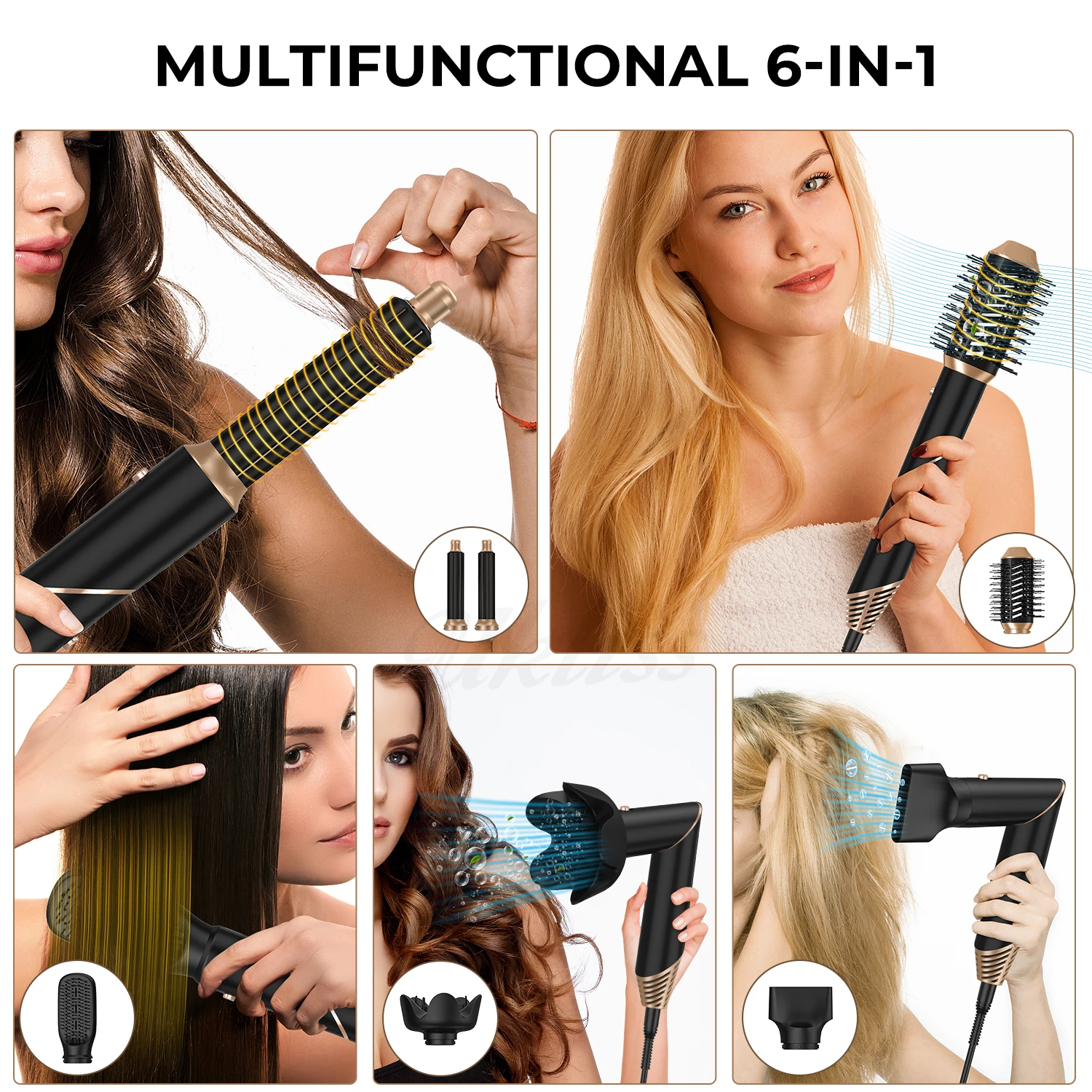 Hot Air Styler in Hair Straightener Brush with Negative Ion