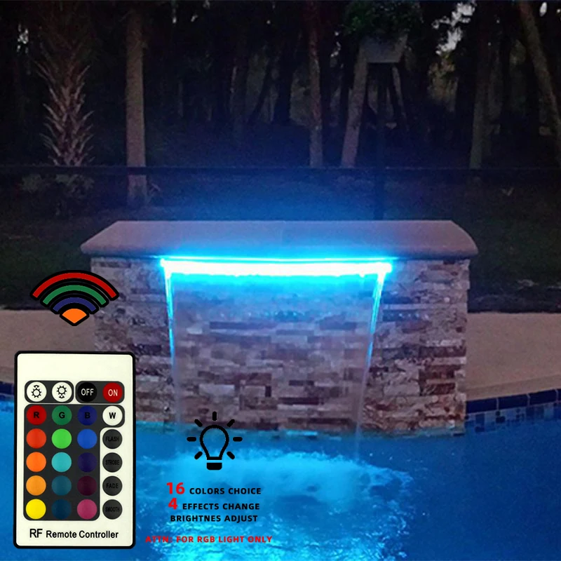 Pond Wall Waterfall Spillways Lighted Stainless Steel Outdoor Brush ...