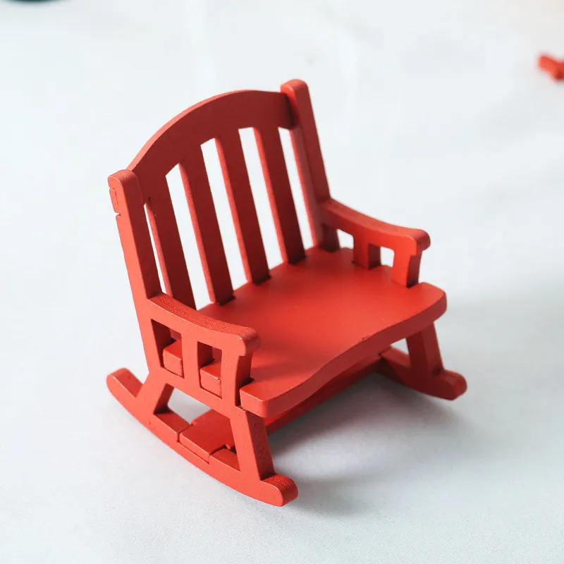 Dollhouse Miniature Mini Furniture Wooden Rocking Chairs Chair Simulation Miniature Toys Alibaba