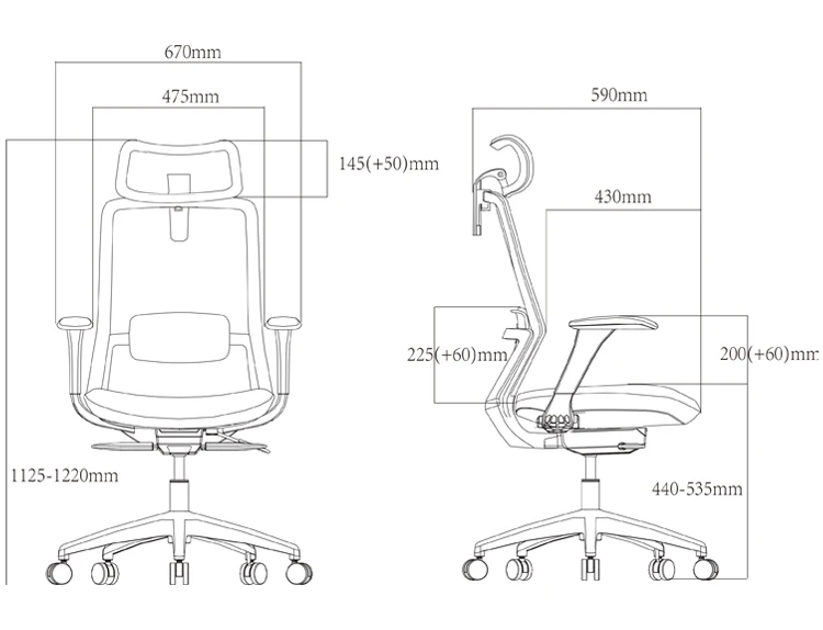 High Back Mesh Swivel Computer Desk Boss Chair details