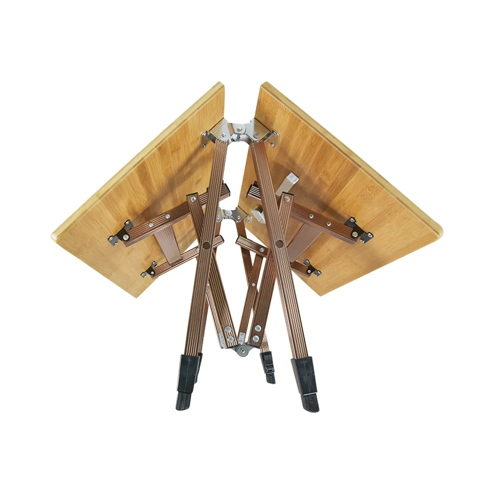 Стол для пикника из бамбука с регулируемой высотой, складной столик с алюминиевой рамкой, походный складной