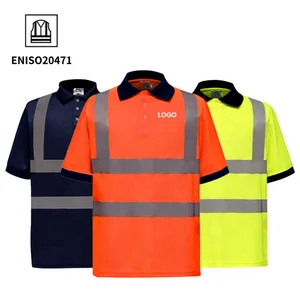 High Visibility Short Sleeve Reflective Safety T-Shirt Industrial Mining Construction Men's Heavy Duty Hi Vis Work Polo Shirt