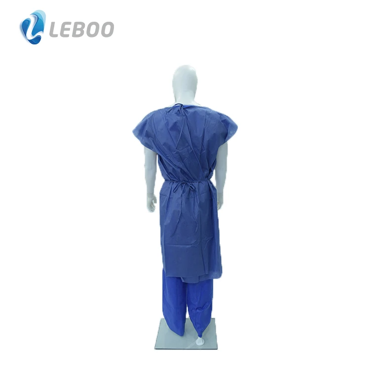 CE, ISO approved short sleeve PP disposable patient gown
