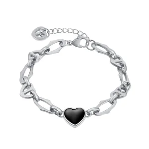 MW Ins Elegant Fashion Personality Stainless Steel Heart Bracelet Customizable Design Stainless Steel Chain Link Bangles