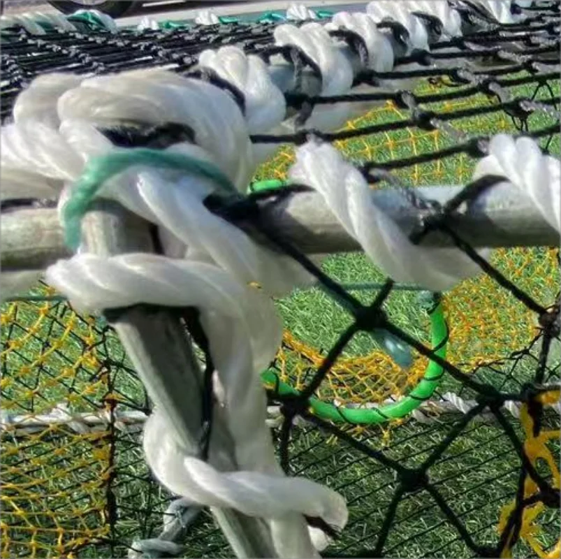 HDPE Aquaculture Trap Cage Square Ocean Crab Pot Plastic Fish Bait Net Metal Coating Frame Shrimp Fishing Lobster Fishers Ocean