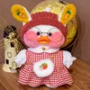 Double carrot headband-red plaid skirt-strawberry bag