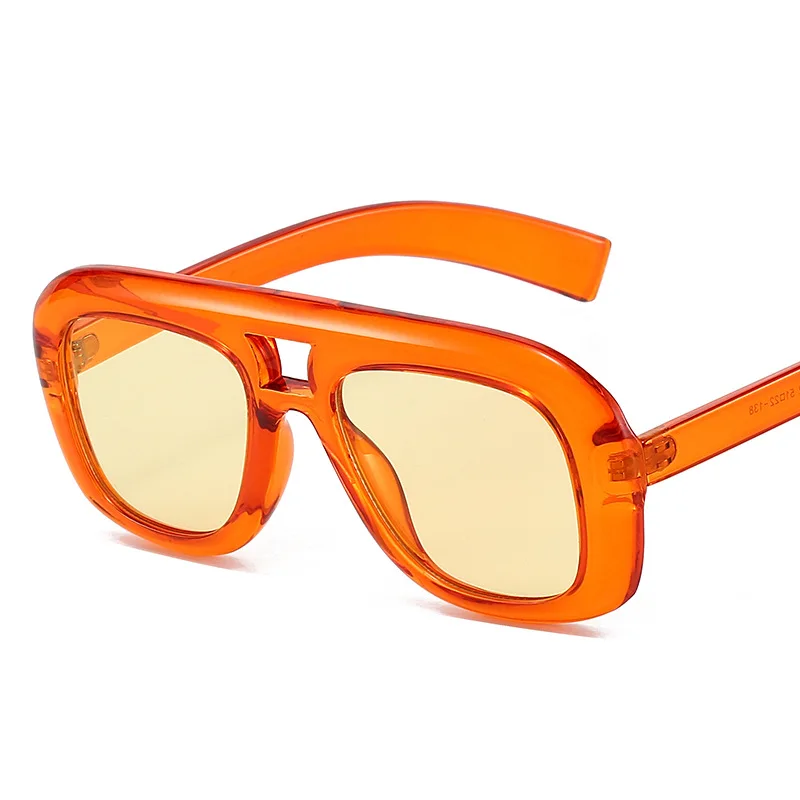 2026 New Fashionable Simple Double Bridge Designer UV400 Large Multi-Color Oversized PC Frame Sunglasses_voghion.com