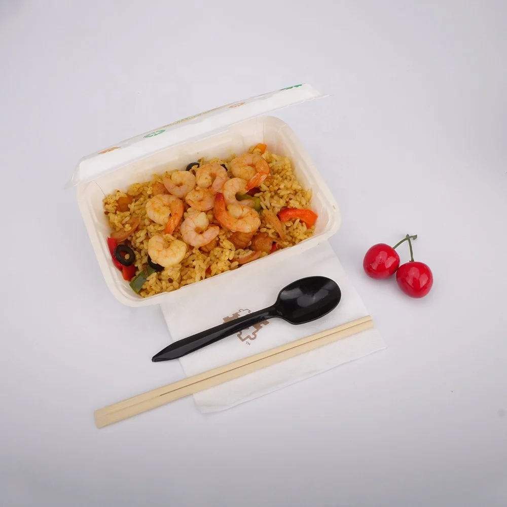 Disposable Matt Lamination Coated Paper Clamshell Lunch Box Foam Replacement Industrial Sushi Food Take-Away Embossing