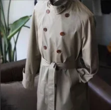 2024 Men's Custom Long Trench Coat With Turn-down Collar Anti-shrink Worsted Fabric Solid Pattern Safari Jacket New Designs Men