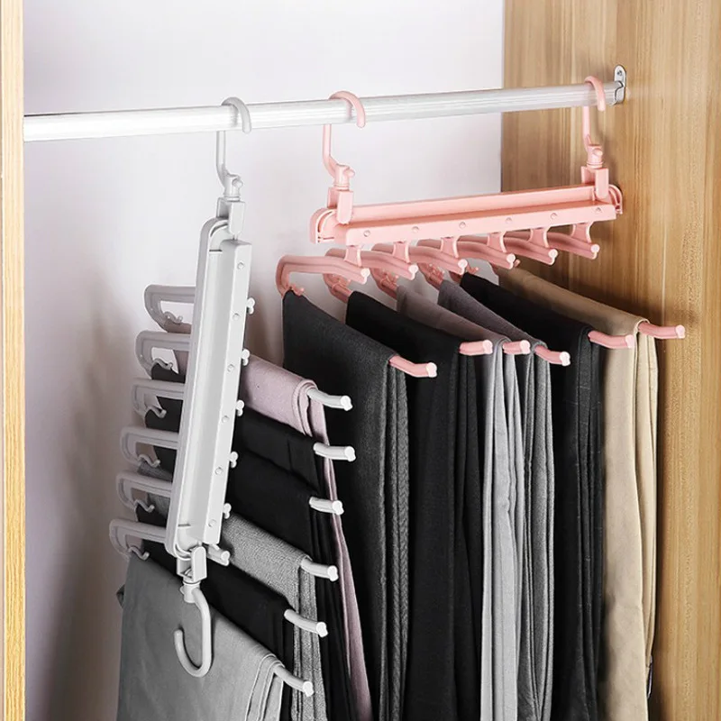 Clothes Pants Trousers Hanger Multi-functional Storage Rack Closet Space Saver. 