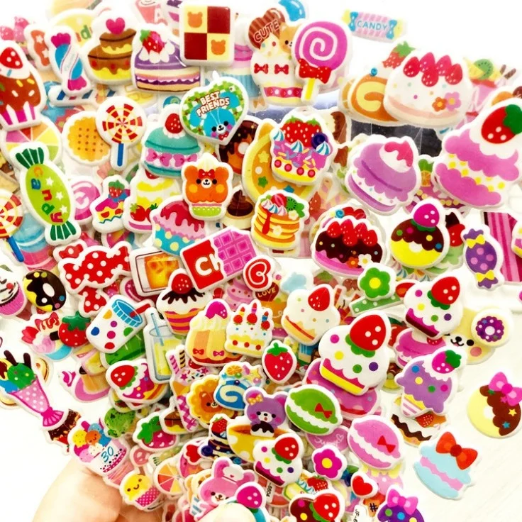 
 Динозавры, бабочки, цветы и автомобиль, различные тематические пышные наклейки, DIY ПВХ Мультяшные дешевые 3D наклейки для детей  