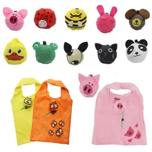 Novelty Cartoon Animal Shape Supermarket Foldable Portable Polyester Grocery Reusable Shopping Bags