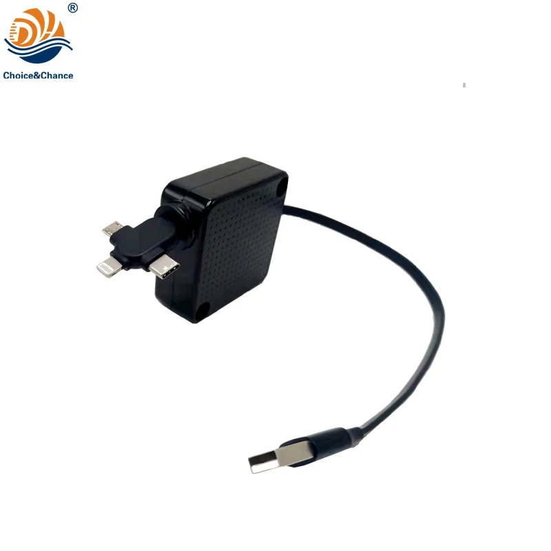 Flat USB Cable One Way Retractable Charger Cable Recoiler Fast Phone Charger Roller Phone Charger
