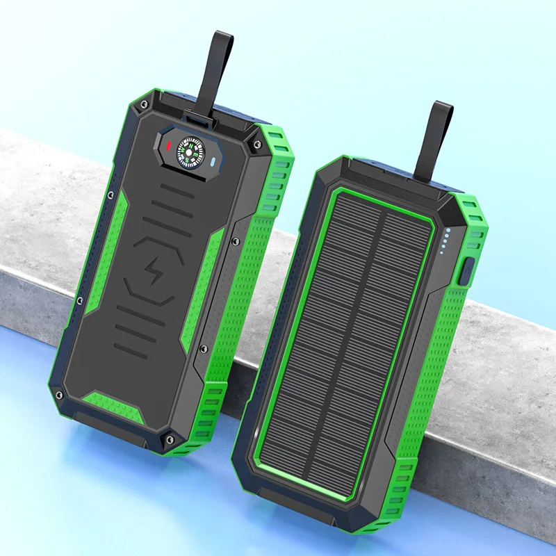 2026 Hot Sale New Product SP0030 Waterproof Solar Power Bank 30000mAh with LED Light and Compass Outdoor Power Bank
