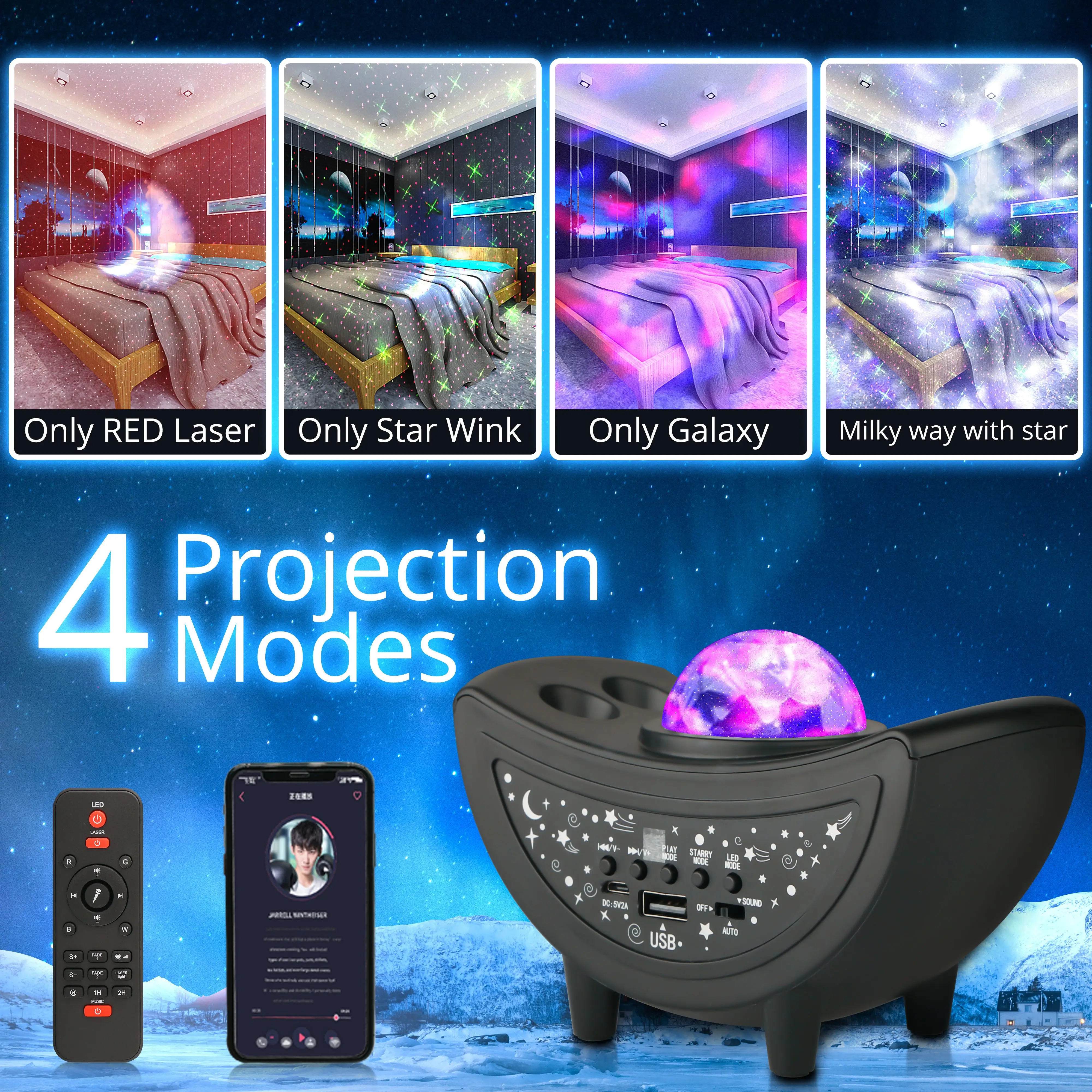 Kswing 2023 New Nebula Space Star Starry Laser Galaxy Light Wifi Aurora Night Light Projector