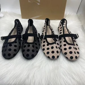 QuiteS 2026 New Summer Elegant Toe Cap Shallow Opening Back Strap Flat Casual Sexy Daily Mesh Shoes for Women
