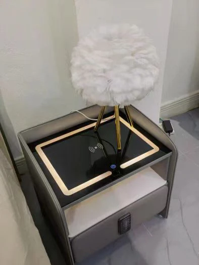 Floating Smart Bedside Table with Wireless Charging Station 3 Color LED Lights USB Port 2 Drawer Storage Cabinet for Bedroom