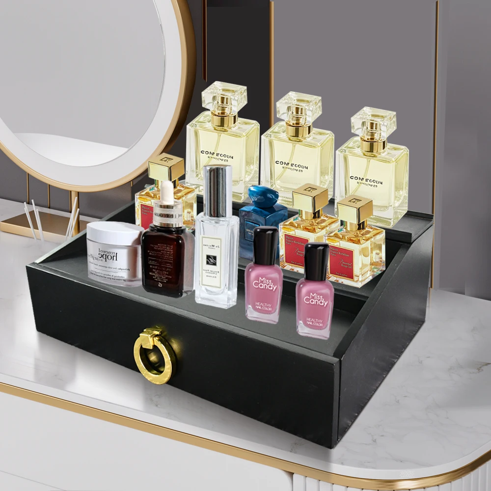 Eco-Friendly Hidden Compartments Perfume Holder Storage Box Bamboo Tier  Wooden Display Shelf Cologne Stand Organizer for Men