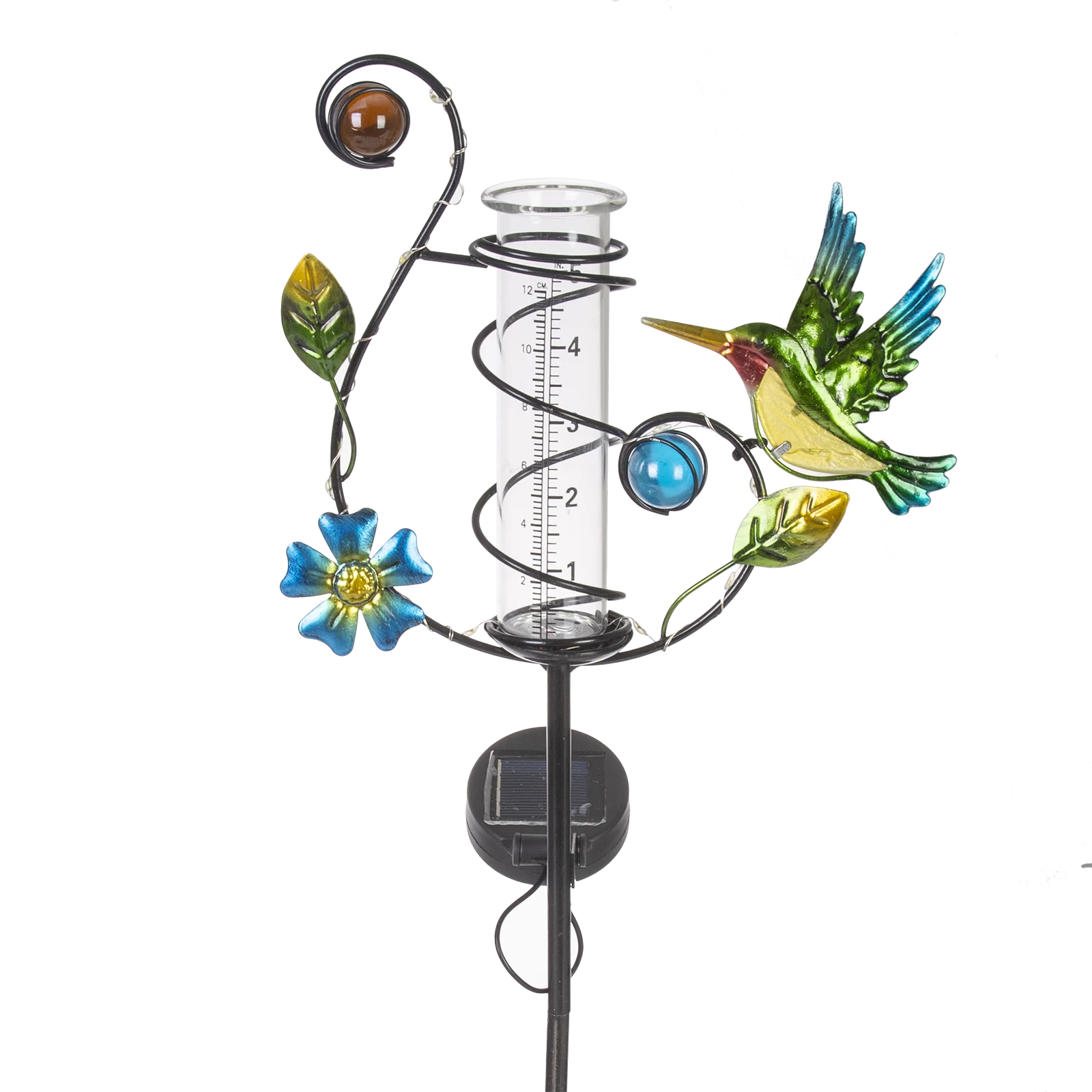 Hummingbird Rain Gauge Outdoor Solar LED Lights Rain Gauge  Waterproof for Yard  Patio Lawn