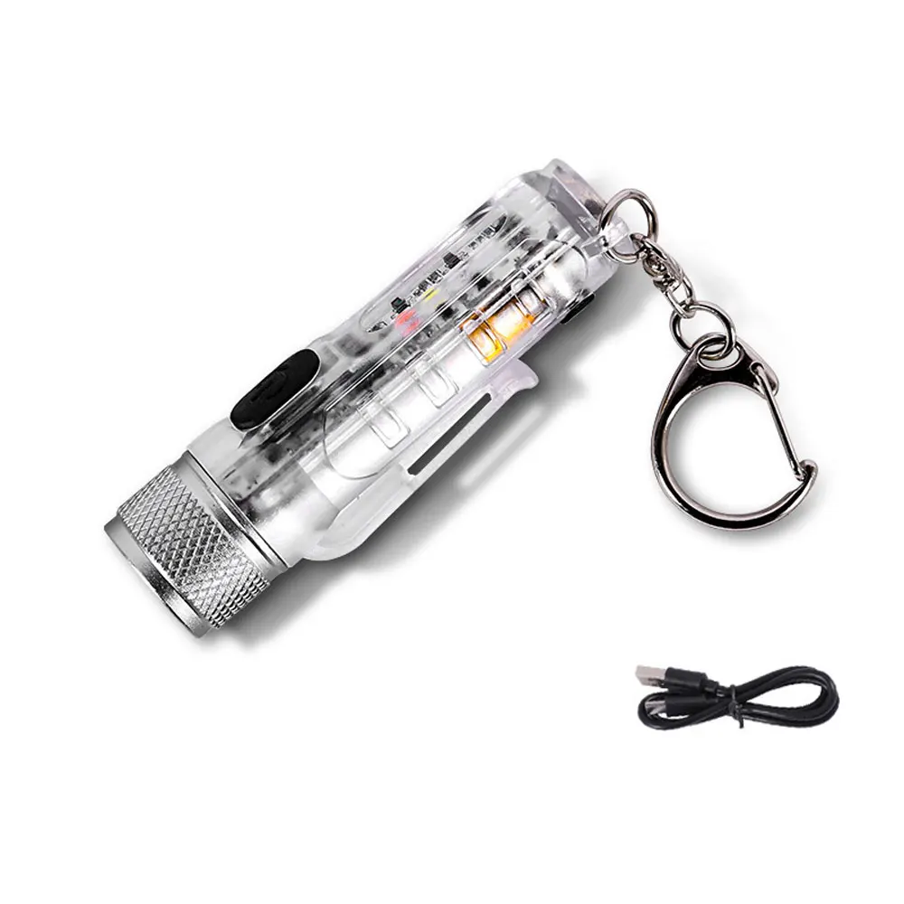 🔦 Torcia LED Portachiavi Ricaricabile USB – Impermeabile, Mini, 10m Di Raggio, Ideale Per Borsa O Taschino