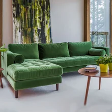 Modern velvet fabric rectangular living room furniture sofa set 7 seater