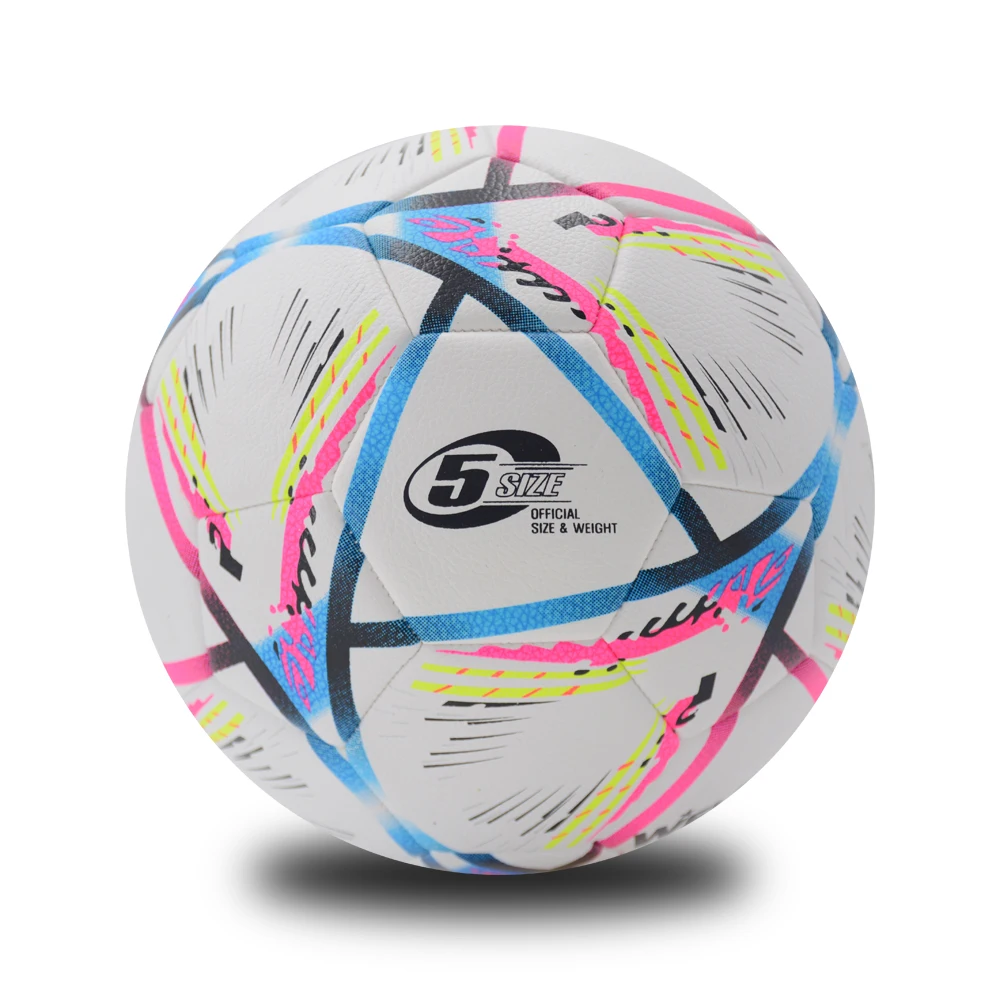 2025 Popular Design Colorful PU PVC Soccer Ball Custom Logo Football for Training and Matches Official Size 5