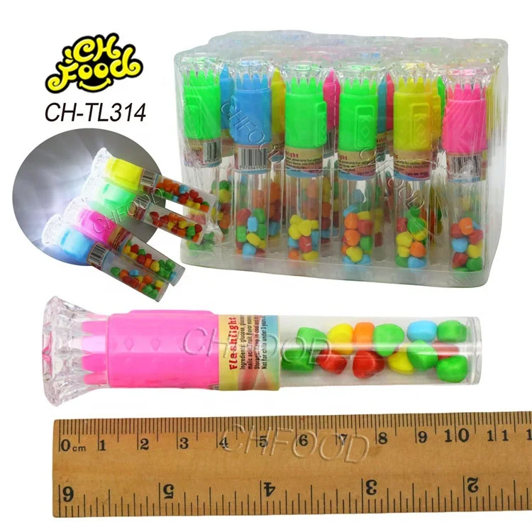 Wholesale Hot Selling Cartoon Electric Torch Lighting Toy Flashlight Toy Candy OEM Children's Toy with Fruit Tablet Hard Candy