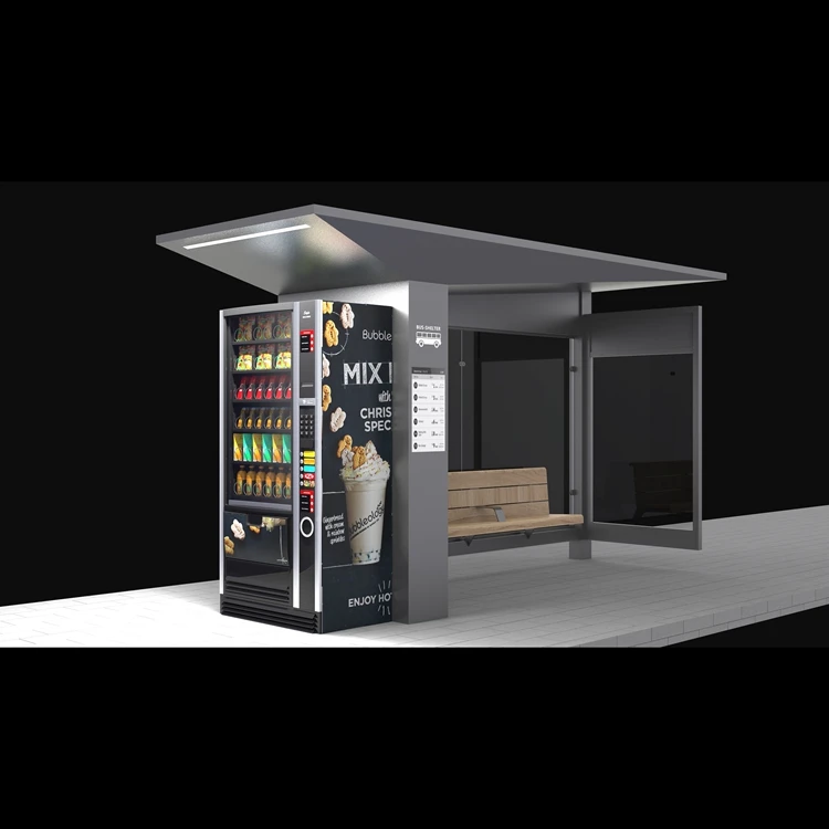Smart Metal Bus Station Stop for Sale Prefab Bus Shelter With Indoor Shop