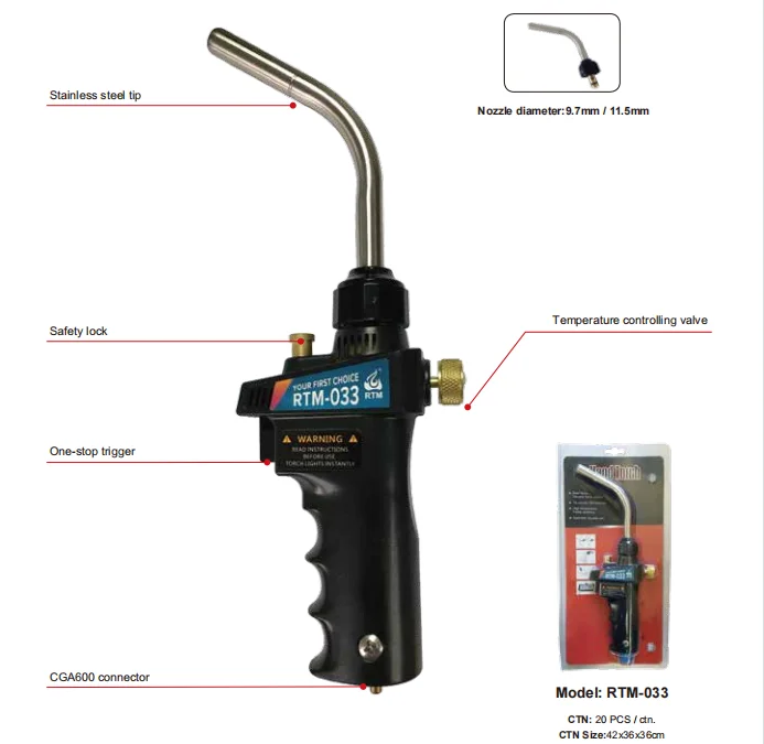 Hvac Factory Price Rtm033 Hand Torch Propane Mapp Soldering Gas Torch