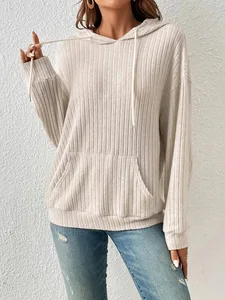 Clothing Manufacturer Wholesale Women's Clothing Knit Pullover with Kangaroo Pocket Women's Hoodie Leisure Women's Wear