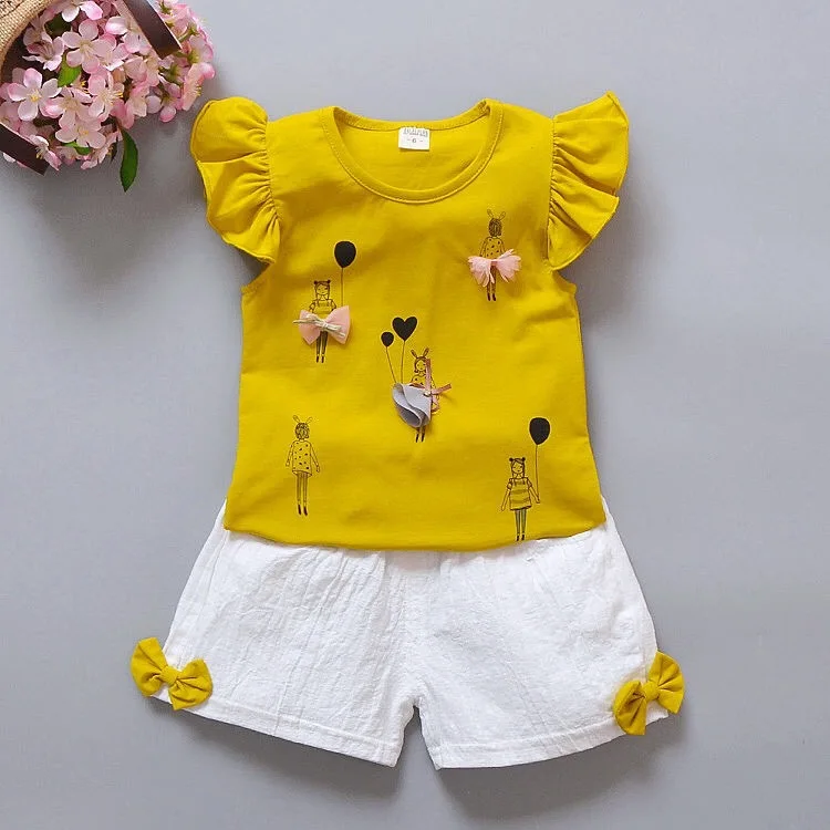 Summer Soft Sleeveless t-shirt And Pant 2PCS Set Yellow Color Fashion  Casual Baby Girl Outfit For 4 6 8 9 10 12 14Yrs - AliExpress