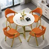 1 desk 4 chair orange cloth