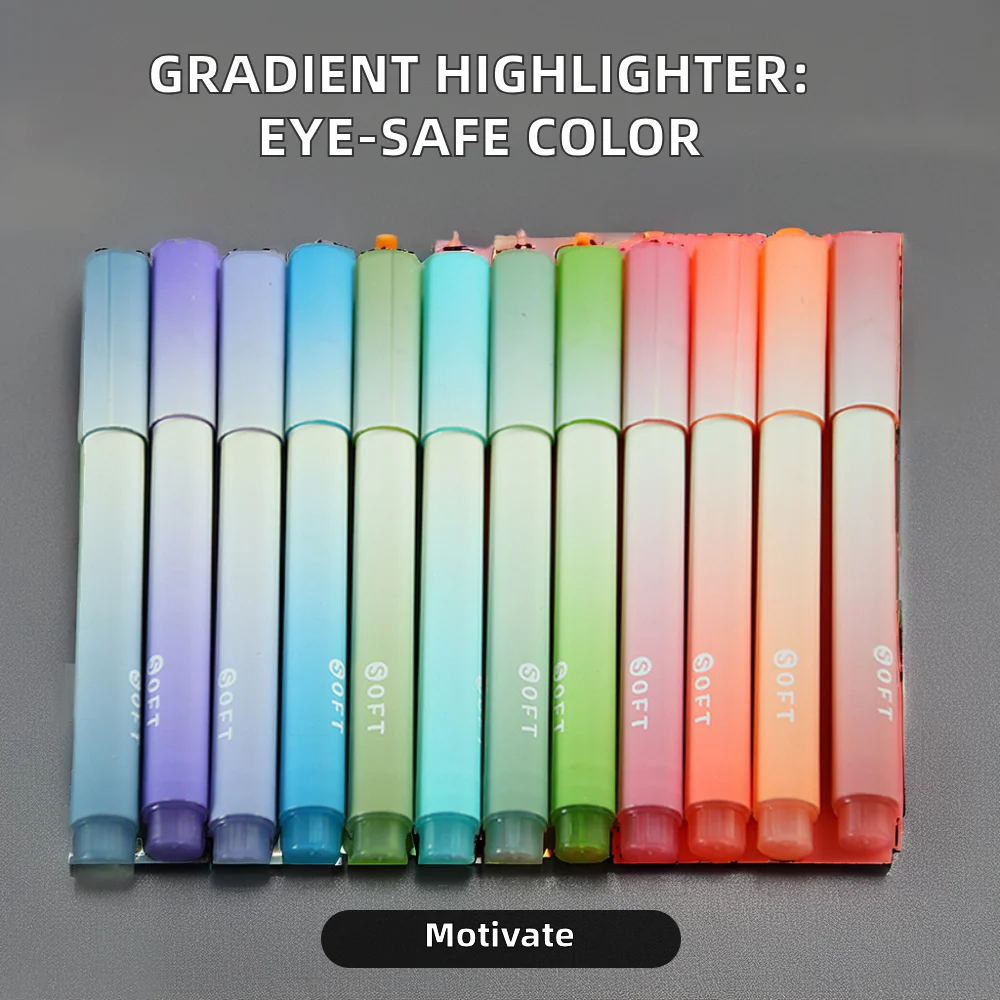 Набор высокопроизводительного градиентного хайлайтера для школьного использования скошенная кисть защиты глаз высокоценный маркер учеников прочная бумага