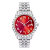 Silver and red dial