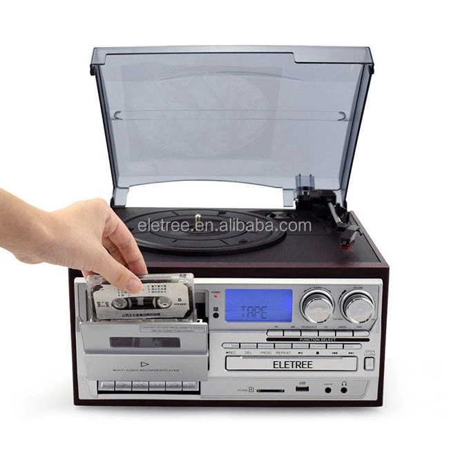Ce Free Customs Clearance Vinyl Record Player With Cd Player Cassette Recording and Player  Usb Sd Fm Radio