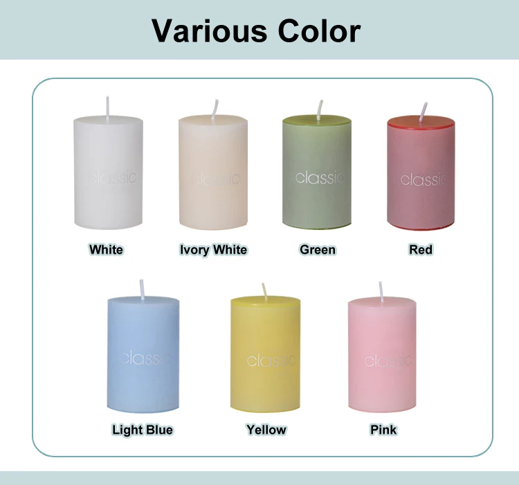 Scented Solid Color Clean Burning Smokeless Pillar Candles With Cotton Wicks,White Jasmine Large