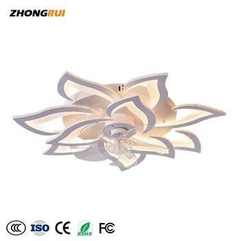 Fancy White Black Acrylic Copper Motor Aluminum Home Dining Room Color Adjustable LED Light Fan Remote Control