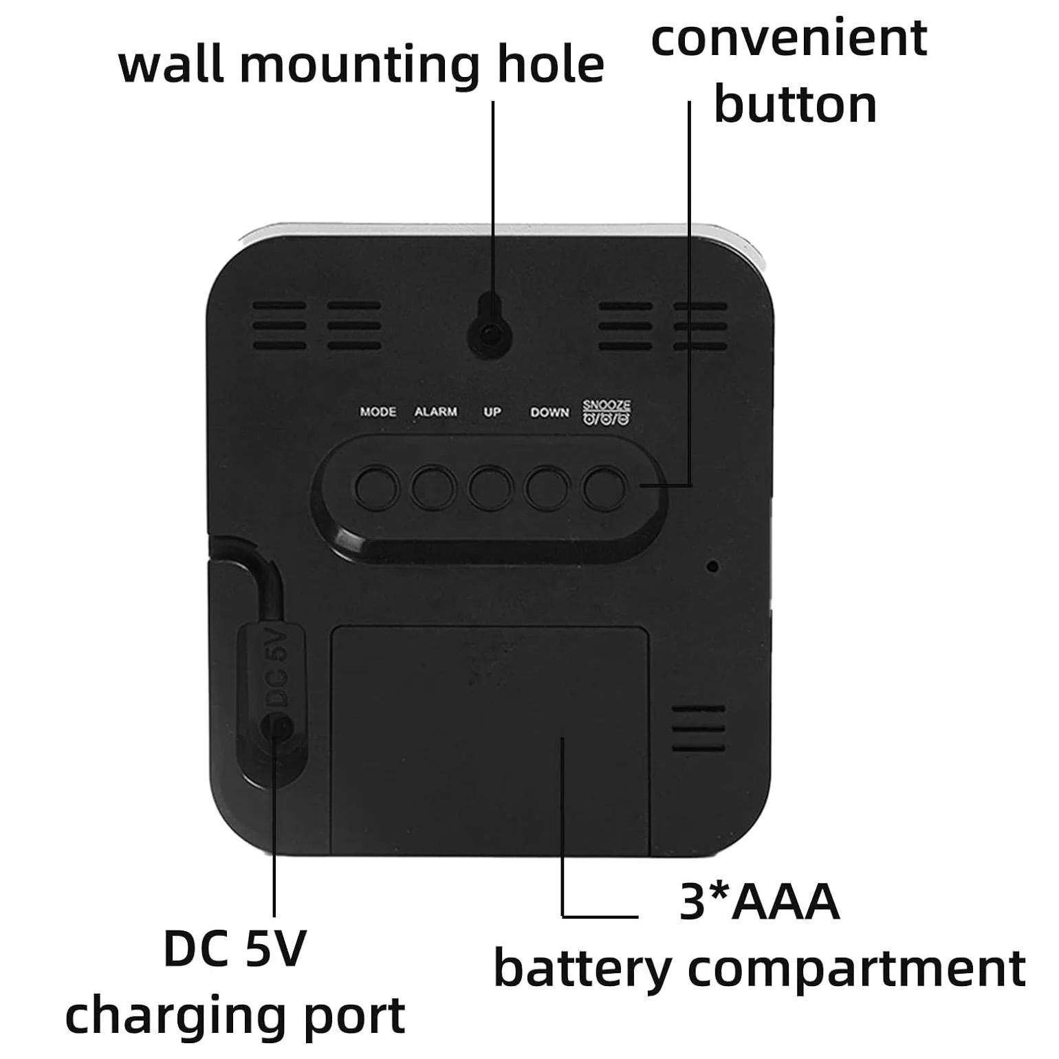 LED Mirror Digital Alarm Clock Electronic Temperature Wall Table Snooze Clock USB Watch Nightlight Home Office Smart Alarm Clock