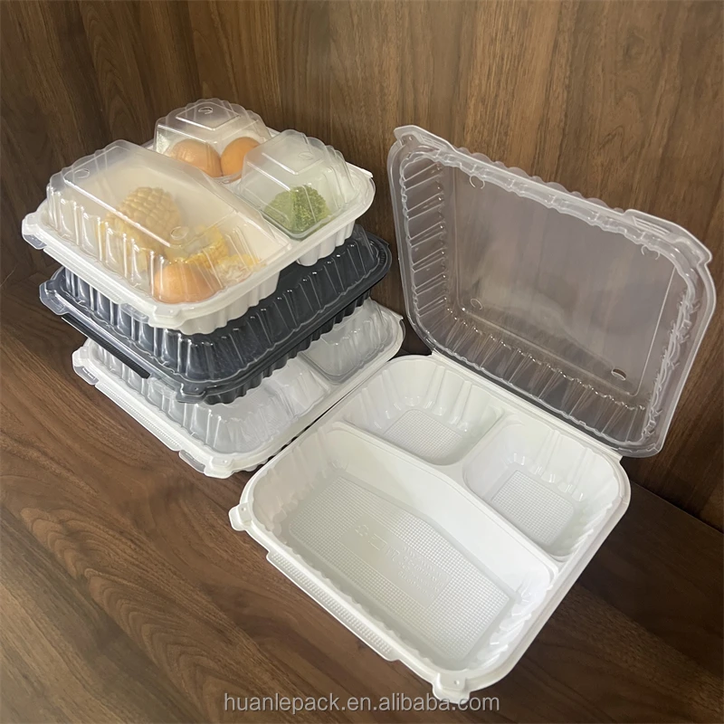 Big Size to Go Containers 10"x10" Clamshell Take Out Food Container With Hinged Lid Disposable Togo Plates Box