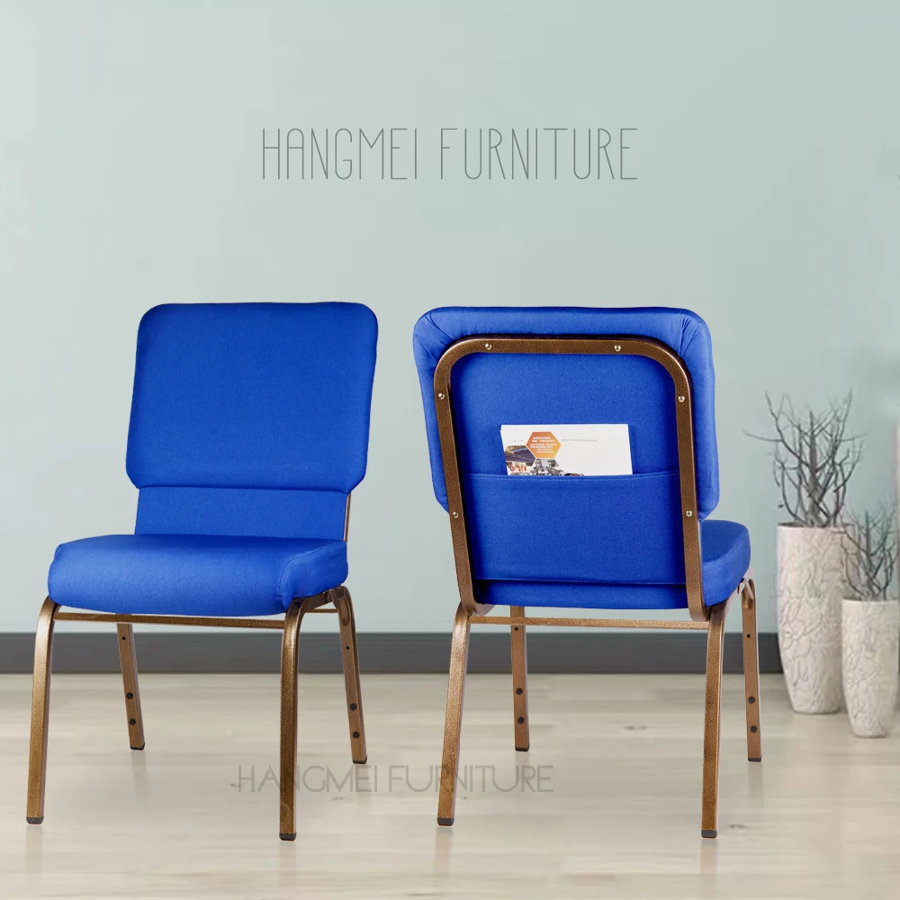 Popular Hotel Furniture for Conference Center Event Comfortable Church Pews Blue Church Chair