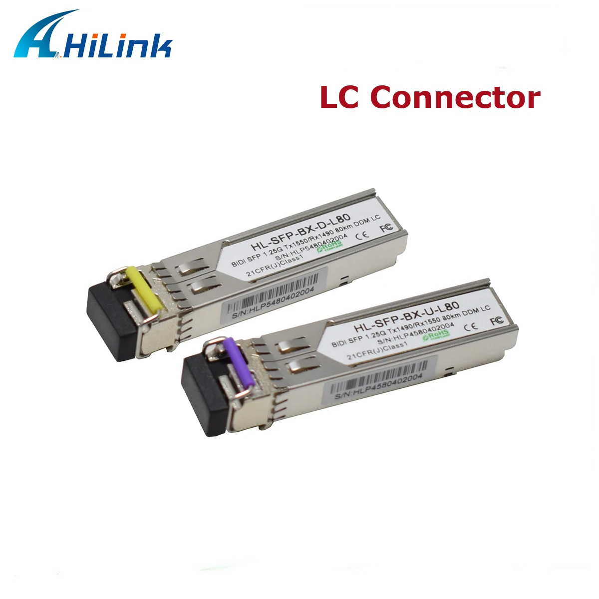 1000BASE 80KM BIDI 1.25G TX1490/RX1550nm TX1550/RX1490nm LC Connector