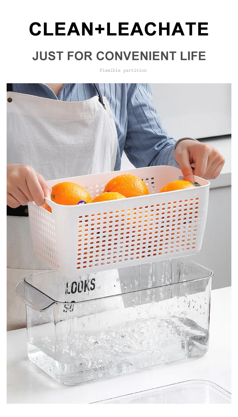 Transparent Durable Plastic Refrigerator Drawer Organizer Stackable