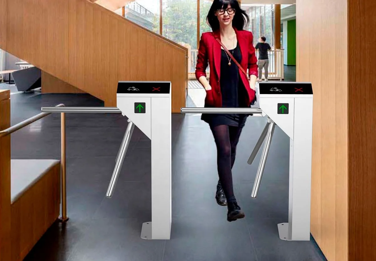 Security Access Control Fingerprint Dry Contact Signal Stainless Steel Tripod Gate Automatic Tripod Turnstile