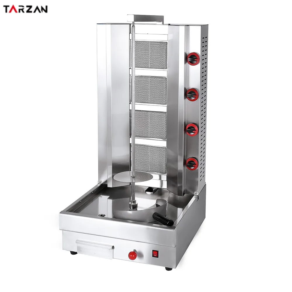 High Performance Turkey 4 Burners Shawarma Machine Vertical Gas Shawarma Kebab Grill Gyro Machine