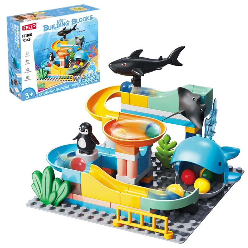 FEELO Ocean Slideway Theme Building Blocks for Kids DIY