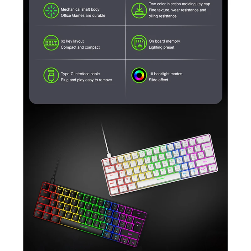 ZIYOU LANG T60 60% Gaming Keyboard & Mouse Set - Wired, RGB