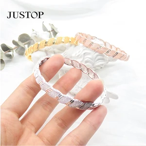 New Design Copper White Zircon Bracelets for Women Luxury Gold Plated Bangles Party Jewelry for Gift
