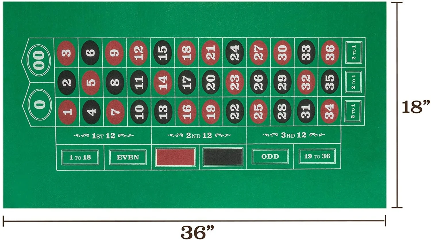 Tapis De Poker Double Face – 60 X 90 Cm – Pour Blackjack Et Texas Hold’em – Feutre Vert, Style Casino